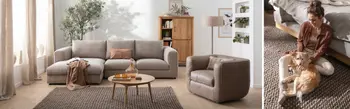 Lederne Sofas in großräumigen Wohnzimmer